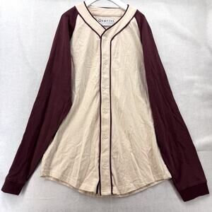 NWT EMPYRE Sammy Long Sleeve Baseball Jersey Burgundy & Cream size Large